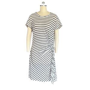 GAP Women's Ivory Striped Side-Tie Knee Length Dress Size L
